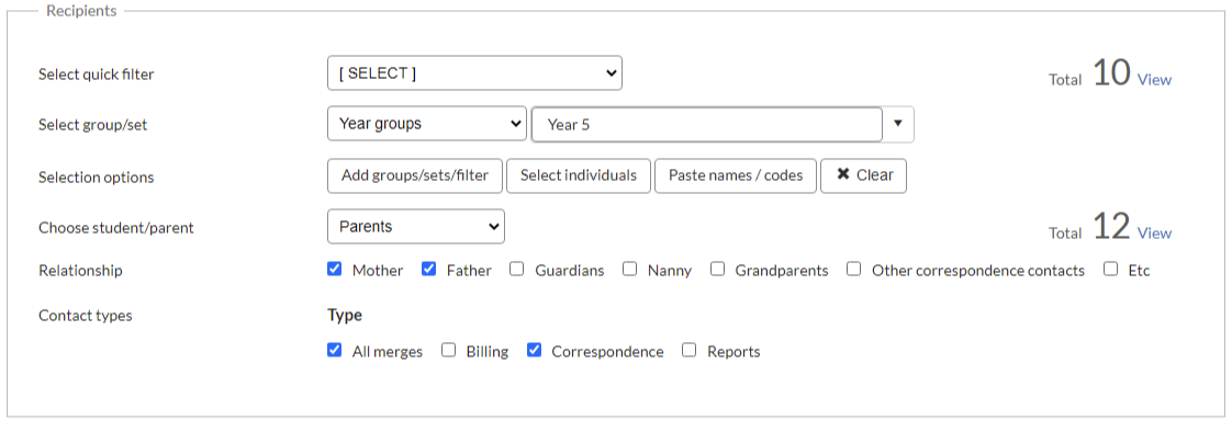 MIS Contact Types and Options