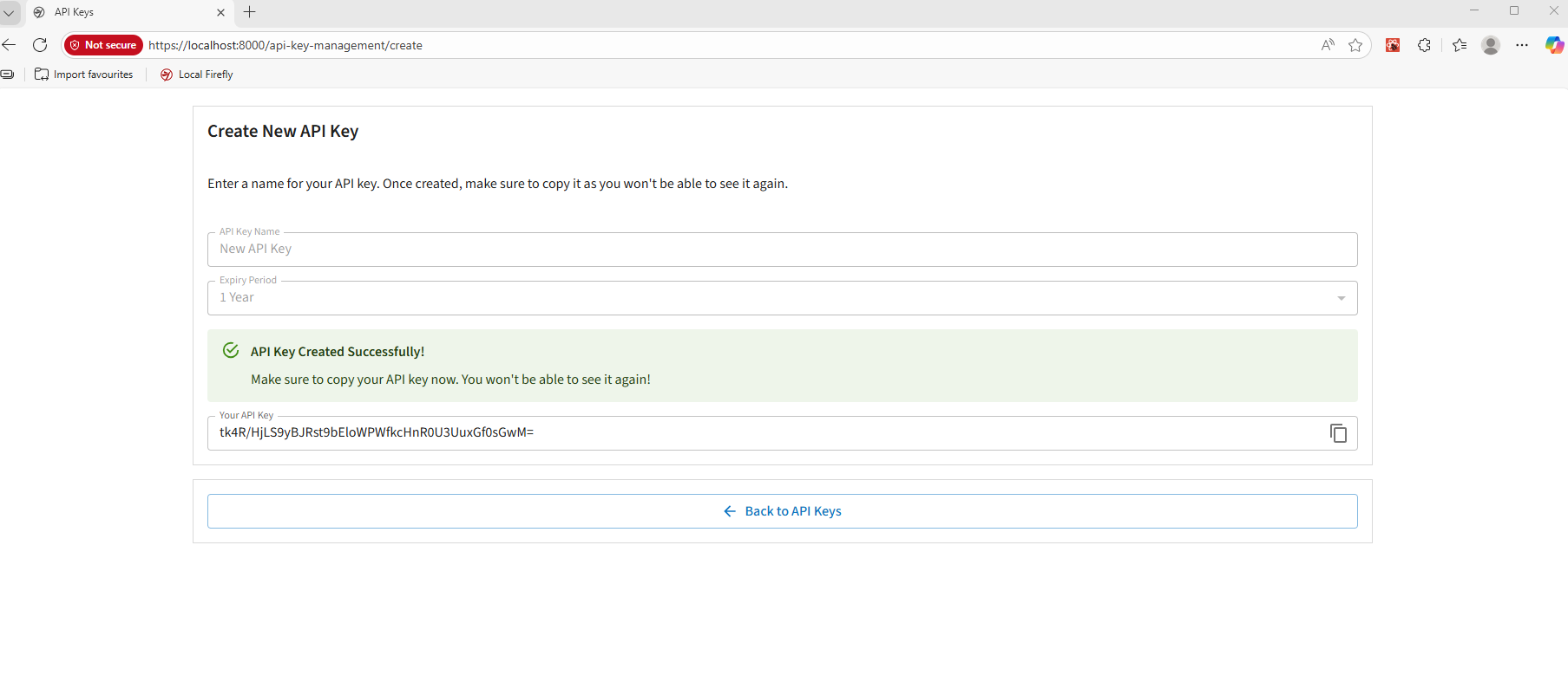 Task API - API Key management